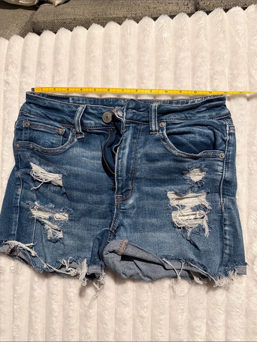 American Eagle Outfitters Distressed Dark Blue Denim Cutoff Shorts